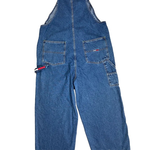 Tommy Hilfiger Bib Overalls Vintage Mens Large Blue Carpenter Workwear 90s Y2K - Picture 9 of 13